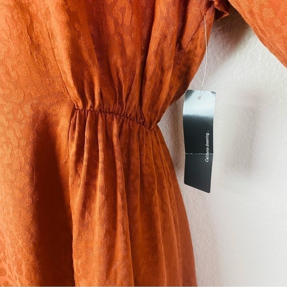 LunaChix Jacquard Leopard Print Long Sleeve Rust Dress Size L - Picture 7 of 10